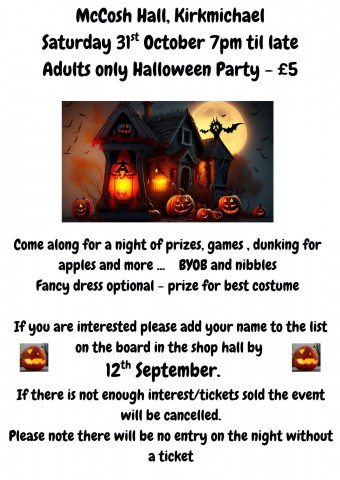 Adults Only Halloween Party - McCosh Hall, Kirkmichael